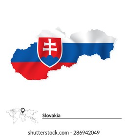 Map of Slovakia with flag - vector illustration