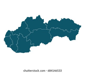 Map of Slovakia - High detailed on white background. Abstract design vector illustration eps 10.