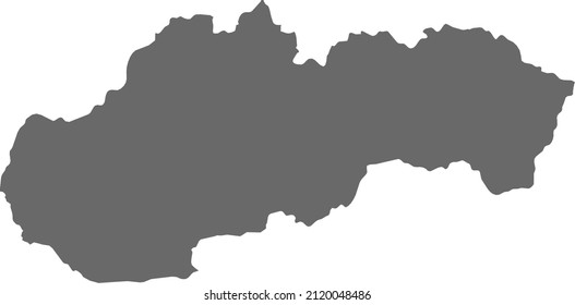 Map of Slovakia. High res (300dpi). Highly detailed border representation. Web mercator projection. Scalable vector graphic. For web and print use. Border and fill colors can be changed in eps format.