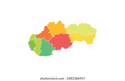 Map of Slovakia isolated modern colorful style. for website layouts, background, education, precise, customizable, Travel worldwide, map silhouette backdrop, earth geography, political, reports. 