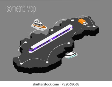 Map Slovakia isometric concept. 3d flat illustration of Map Slovakia.