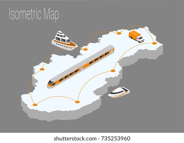 Map Slovakia isometric concept. 3d flat illustration of Map Slovakia.