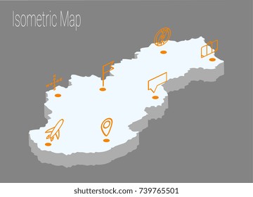 Map Slovakia isometric concept. 3d flat illustration of Map Slovakia.