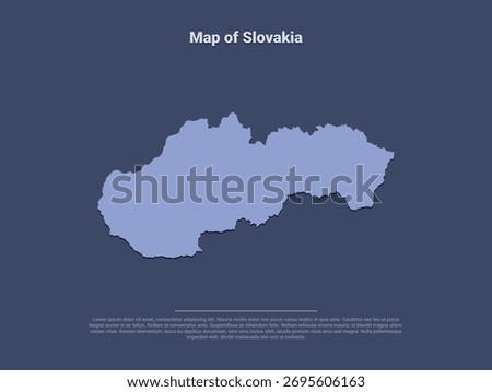  Map of Slovakia, minimalist vector silhouette in soft blue on dark background