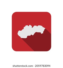Map of Slovakia on red square with long shadow