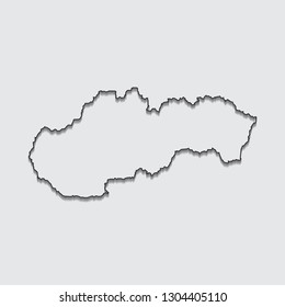Map of Slovakia with shadow on gray background.eps10 