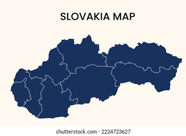 Map of Slovakia, Solid Map of Slovakia, Slovakia vector Illustration, Map of Slovakia with Colour.