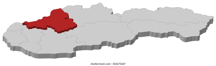 Map - Slovakia, Trencin - 3D-Illustration