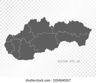 Map of Slovakia , vector illustration on transparent background. Items are placed on separate layers and editable.