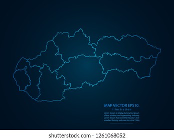 Map of slovakia,Abstract mash line and point scales on dark background for your web site design map logo, app, ui,Travel. Vector illustration eps 10.