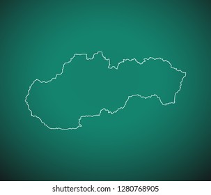 Map of Slovakia,Green map on dark background. Vector illustration eps 10.