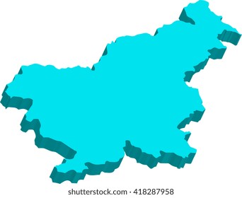 A map of Slovenia 3D on white background