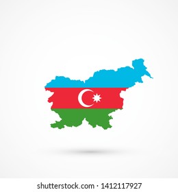 Map Slovenia in Azerbaijan flag colors, editable vector. 