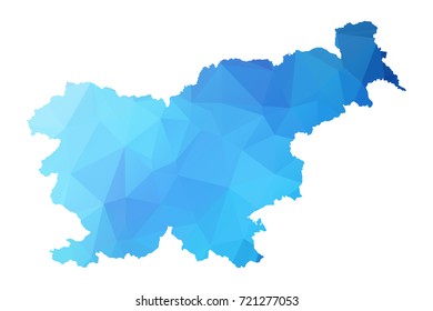 Map of Slovenia - Blue Geometric Rumpled Triangular, Polygonal Design For yours. Vector illustration eps 10.