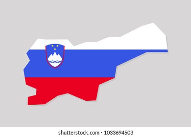 Map of slovenia with flag,vector illustration
