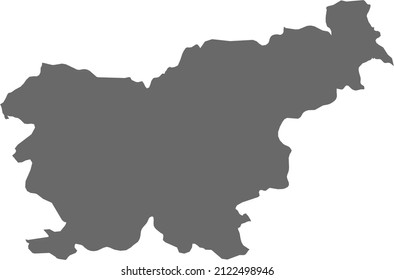 Map of Slovenia. High res (300dpi). Highly detailed border representation. Web mercator projection. Scalable vector graphic. For web and print use. Border and fill colors can be changed in eps format.