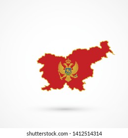 Map Slovenia in Montenegro flag colors, editable vector. 