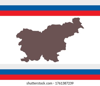 Map of Slovenia on background with flag