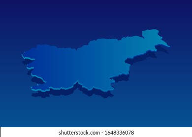 map of Slovenia on blue background. Vector modern isometric concept greeting Card illustration eps 10.