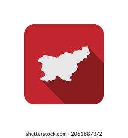 Map of Slovenia on red square with long shadow