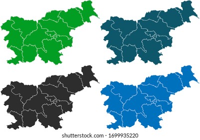 map of slovenia. original map.variety of colors on white background. Vector illustration eps 10.