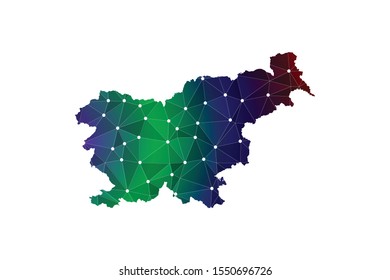 Map of Slovenia. Wire frame 3D mesh polygonal network line, design sphere, dot and structure. communications map of Slovenia. Vector Illustration EPS10.
