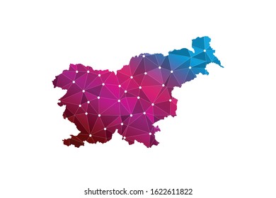 Map of Slovenia. Wire frame 3D mesh polygonal network line, design sphere, dot and structure. communications map of Slovenia. Vector Illustration EPS10.