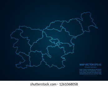 Map of slovenia,Abstract mash line and point scales on dark background for your web site design map logo, app, ui,Travel. Vector illustration eps 10.