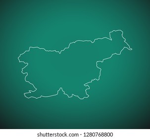 Map of Slovenia,Green map on dark background. Vector illustration eps 10.