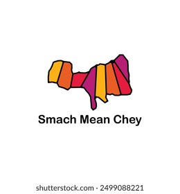 Mapa de Smach Mean Chey diseño de ilustración colorida, elemento gráfico ilustración Plantilla