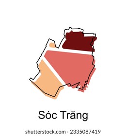 Map of Soc Trang vector design template, World Map International vector template with outline graphic sketch style isolated on white background