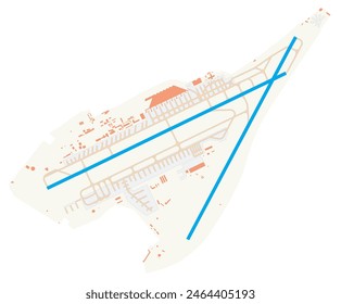 Map of Sochi International Airport (Russia). IATA-code: AER. Airport diagram with runways, taxiways, apron, parking areas and buildings. Map Data from OpenStreetMap.