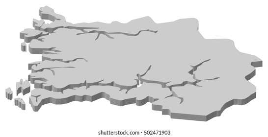 Map - Sogn og Fjordane (Norway) - 3D-Illustration