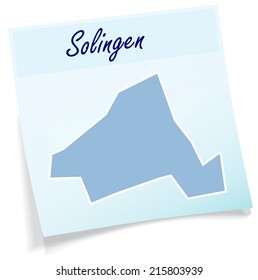Map of solingen as sticky note in blue