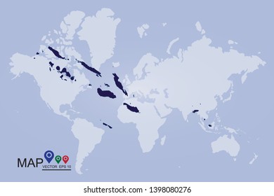 Map of Solomon Island - Blue Geometric Rumpled Triangular , Polygonal Design For Your . Vector illustration eps 10. - Vector