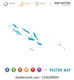 Map of Solomon Island blue and set pin icon.