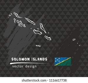 Map of Solomon Islands, Chalk sketch vector illustration