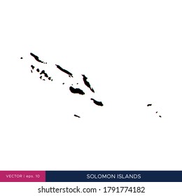 Map of Solomon Islands in multicolor style on the border vector design template