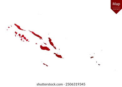 Map of Solomon Islands - Red Geometric Rumpled Triangular , Polygonal Design. Vector illustration eps 10.