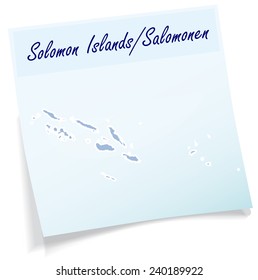 Map of solomon islands as sticky note in blue
