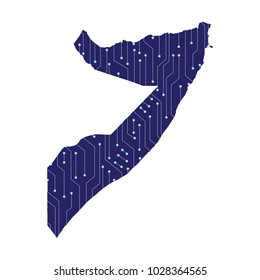 Map of Somalia, map - blue geometric rumpled triangular low poly style gradient graphic background , polygonal design for your . Vector illustration eps 10.