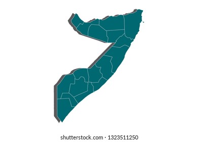 Map of Somalia, map - blue geometric rumpled triangular low poly style gradient graphic background , polygonal design for your . Vector illustration eps 10. - Vector