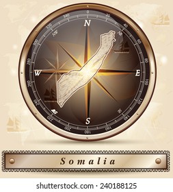 Map of Somalia with borders in bronze