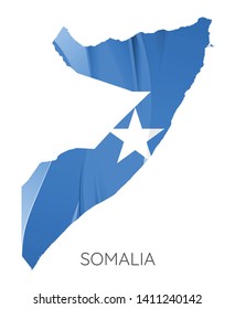 Map Of Somalia With Flag As Texture Isolated On white Background. Vector Illustration