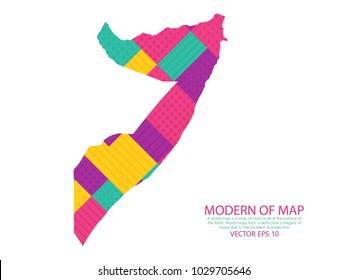 Map of Somalia - Modern Geometric dots and lines background, colorful carving art - blue, yellow and violet. Vector illustration eps 10.