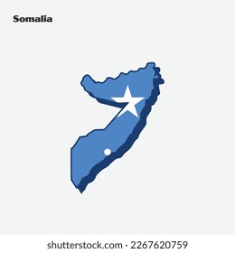 Map of Somalia with national flag. Vector illustration. Eps 10.