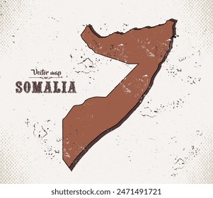 Map of Somalia in the old style, brown graphics in retro western style.