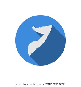 Map of Somalia on Blue circle with long shadow