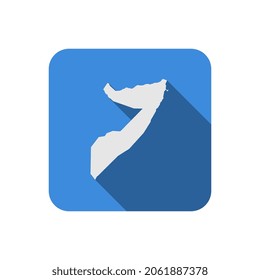 Map of Somalia on Blue square with long shadow