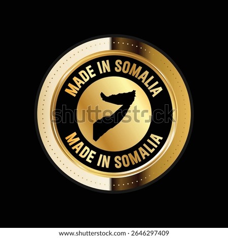 Map of Somalia. Vector illustration. Logo, Icon, and Symbol. Somalia map gold seal. 